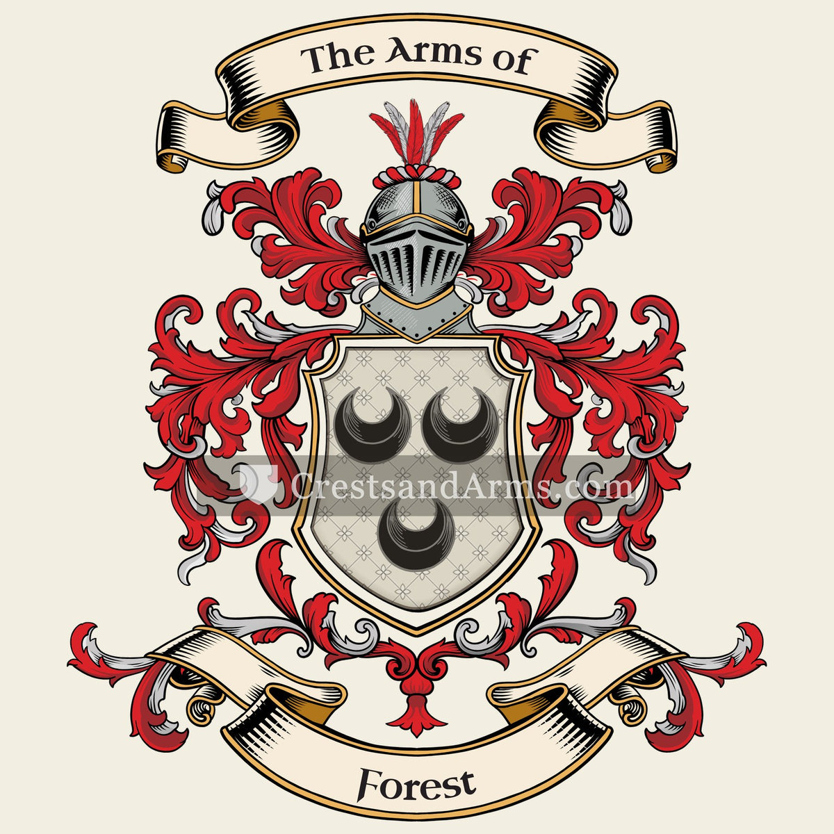 The Forest coat of arms, drawn from the recorded blazon