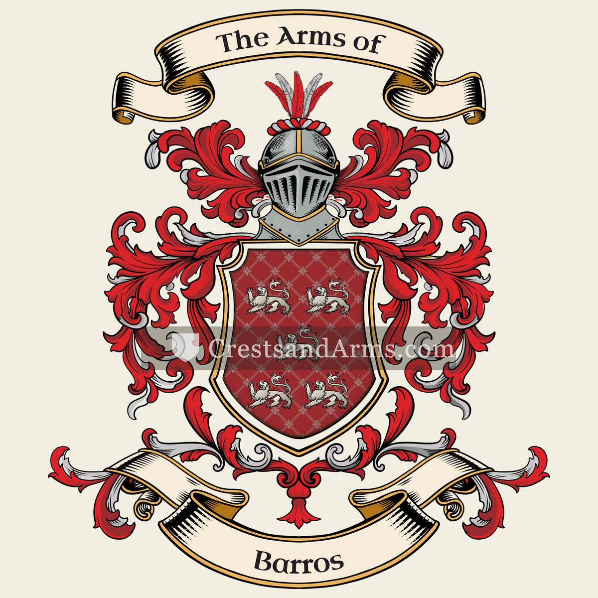 The Barros coat of arms, drawn from the recorded blazon