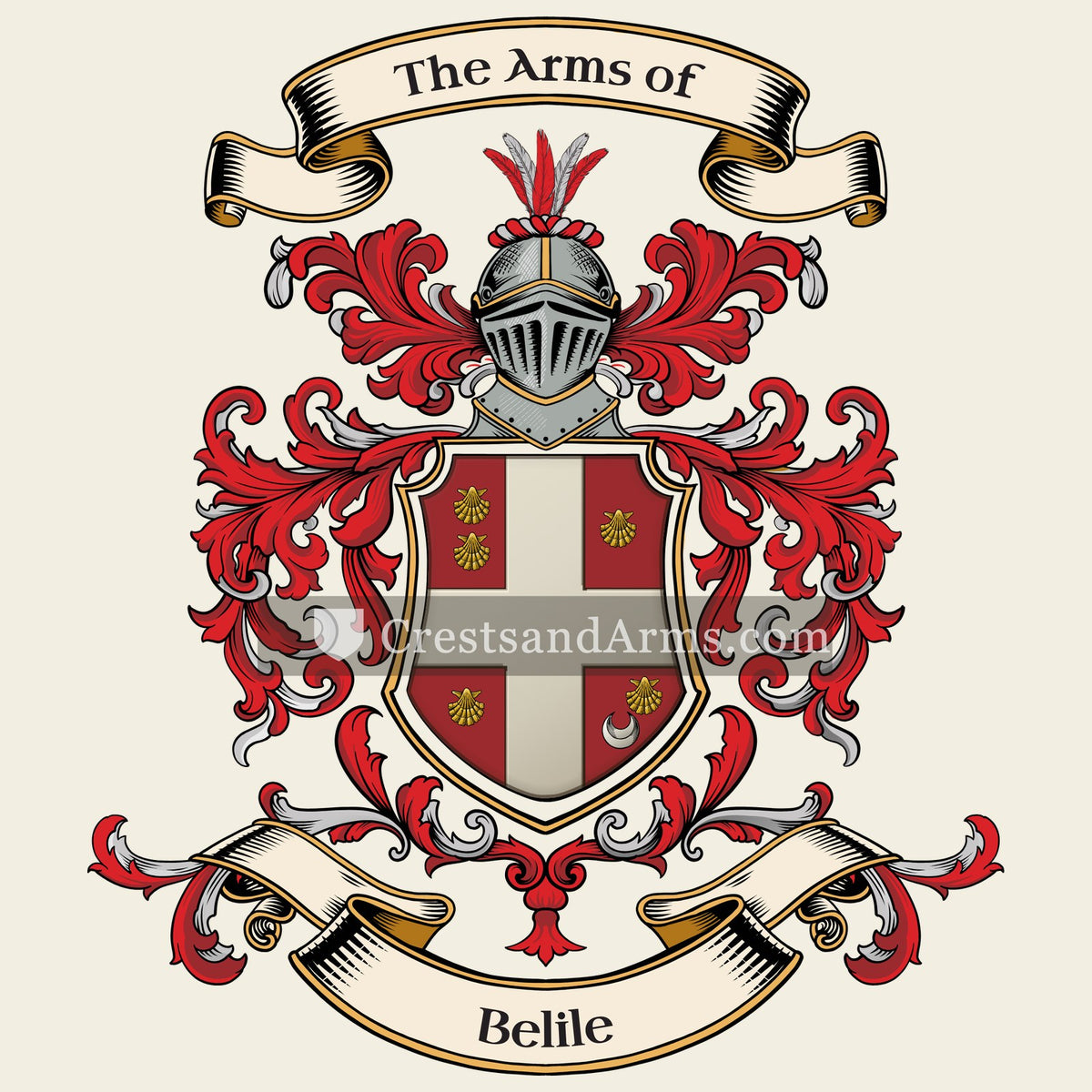 The Belile coat of arms, drawn from the recorded blazon
