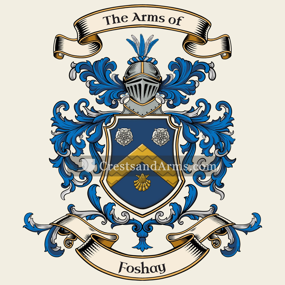 The Foshay coat of arms, drawn from the recorded blazon