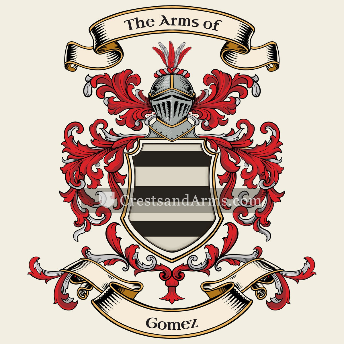 The Gomez coat of arms, drawn from the recorded blazon