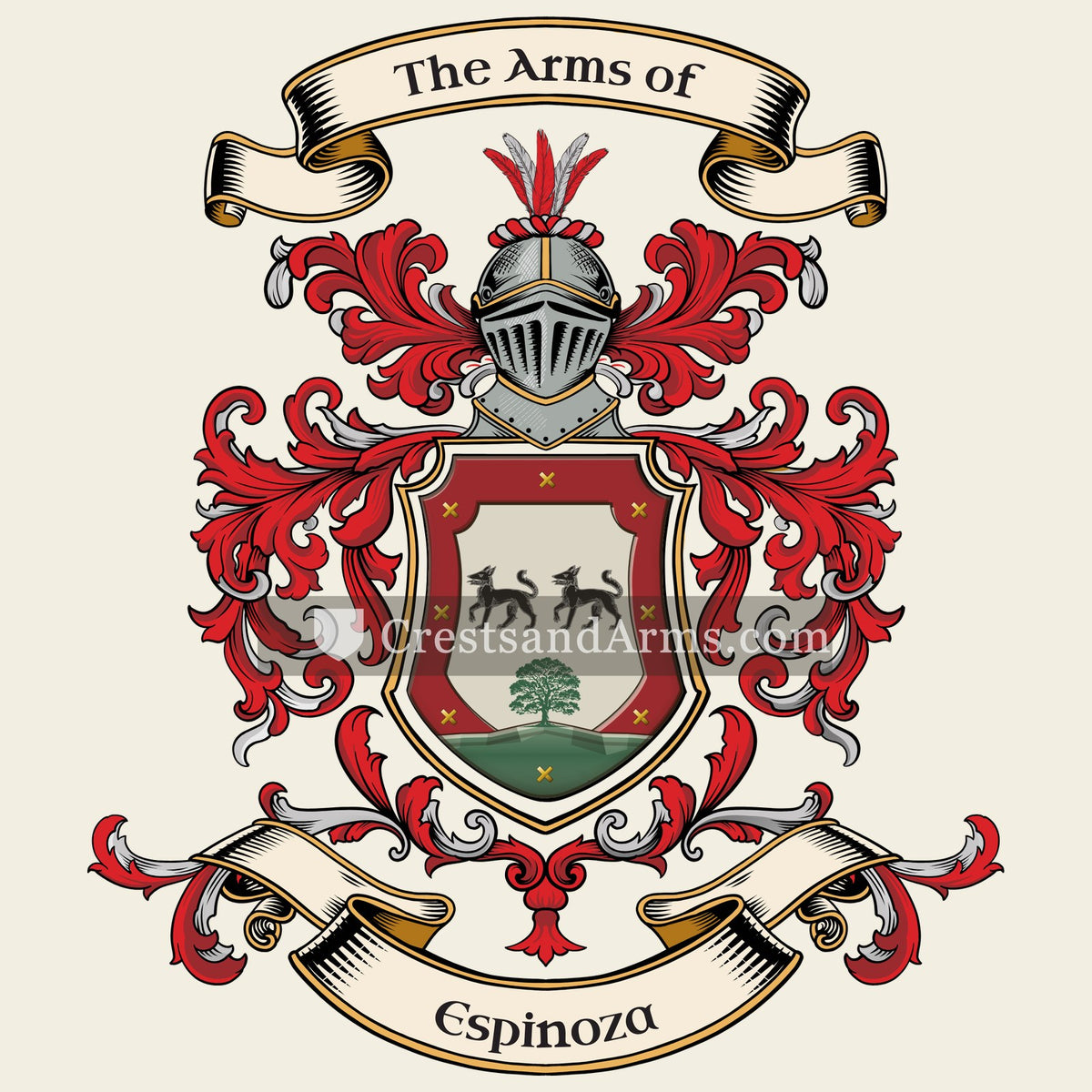 The Espinoza coat of arms, drawn from the recorded blazon