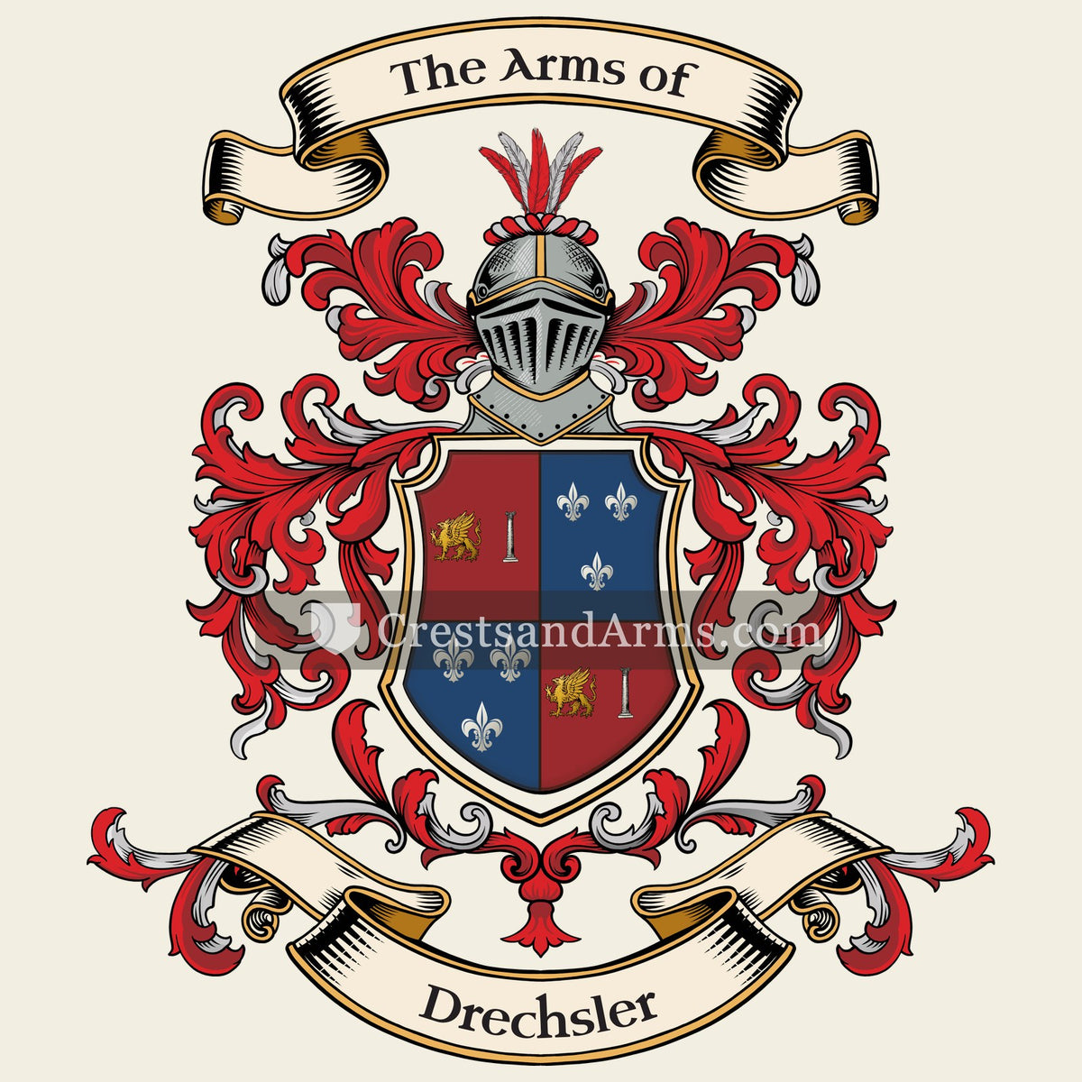 The Drechsler coat of arms, drawn from the recorded blazon