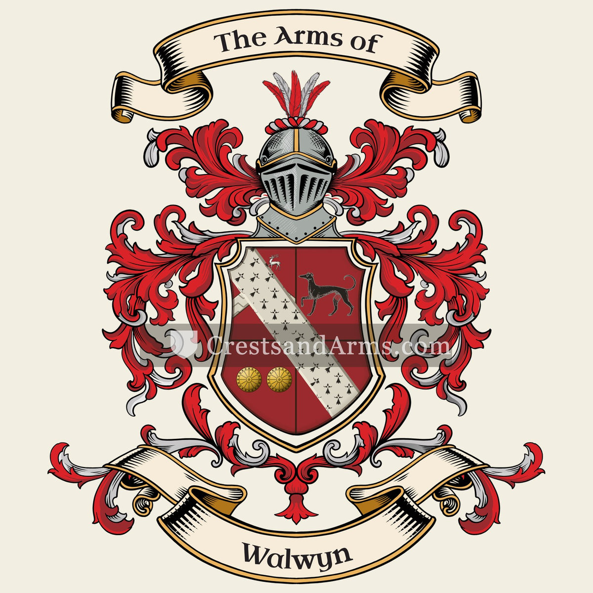 The Walwyn coat of arms, drawn from the recorded blazon