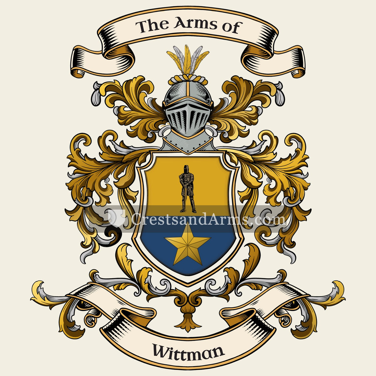 The Wittman coat of arms, drawn from the recorded blazon