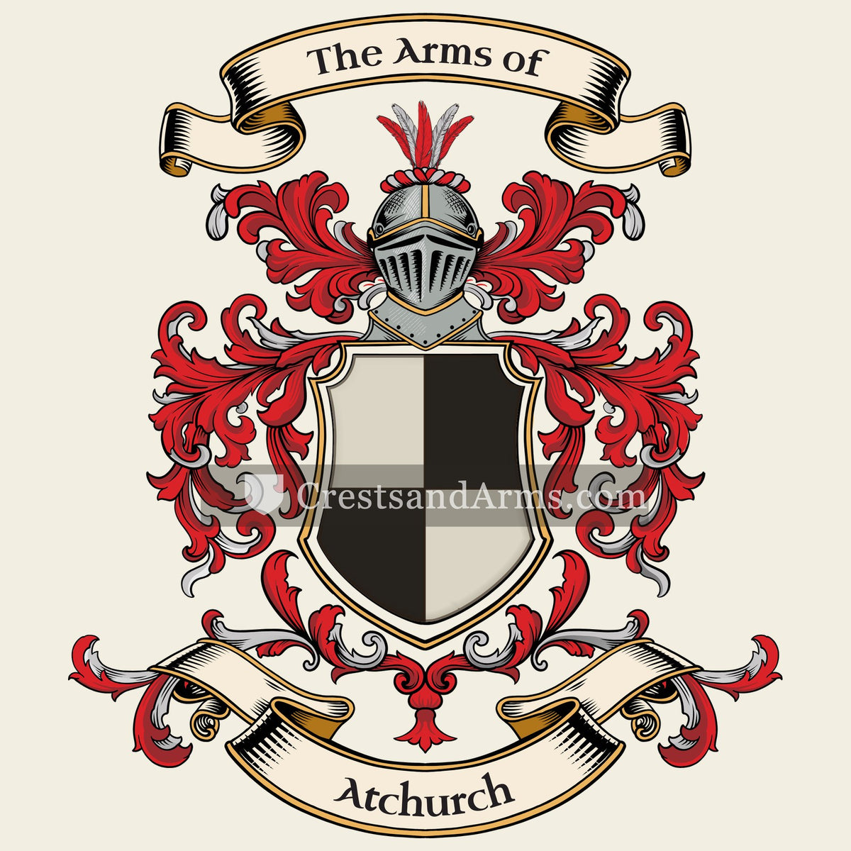 The Atchurch coat of arms, drawn from the recorded blazon