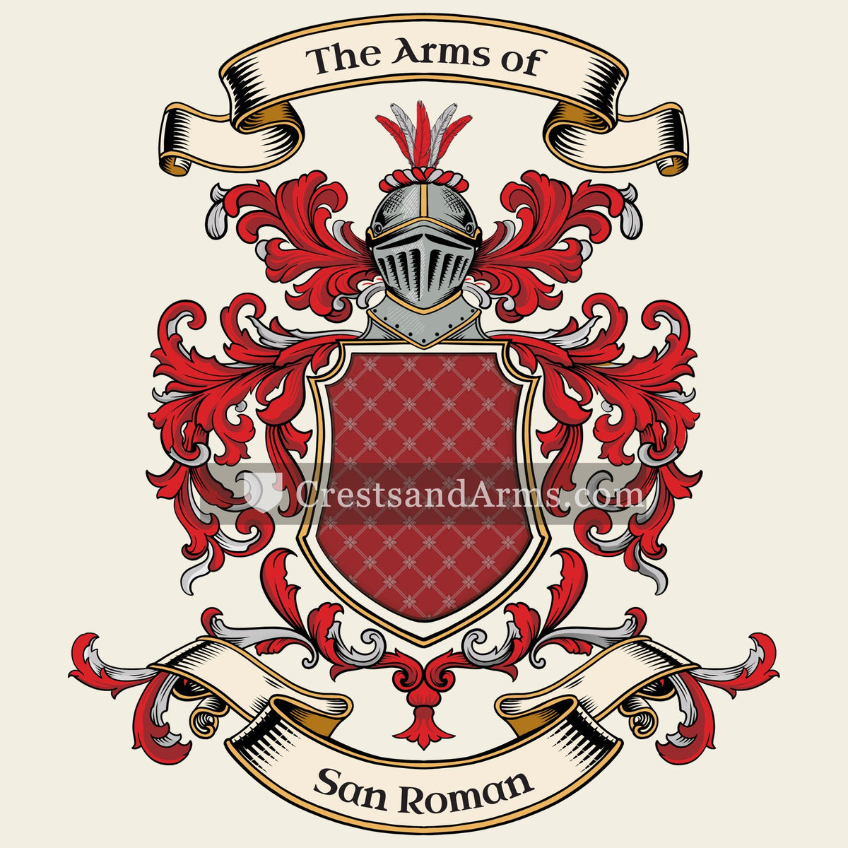 The San Roman coat of arms, drawn from the recorded blazon
