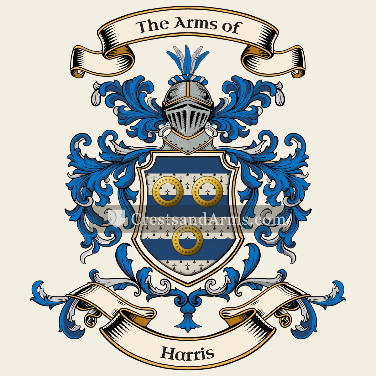 The Harris coat of arms, drawn from the recorded blazon