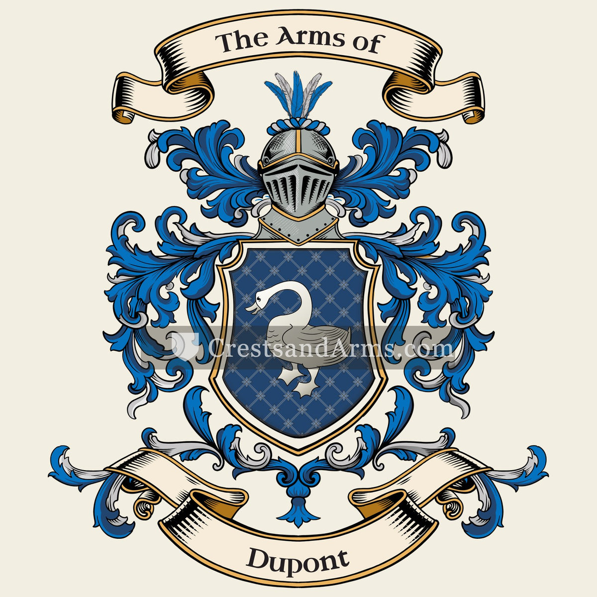 The Dupont coat of arms, drawn from the recorded blazon