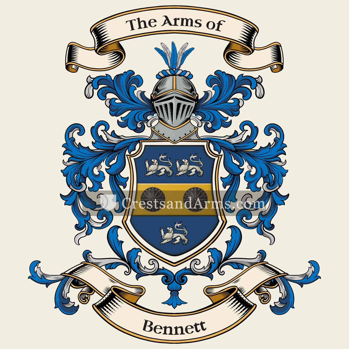 The Bennett coat of arms, drawn from the recorded blazon