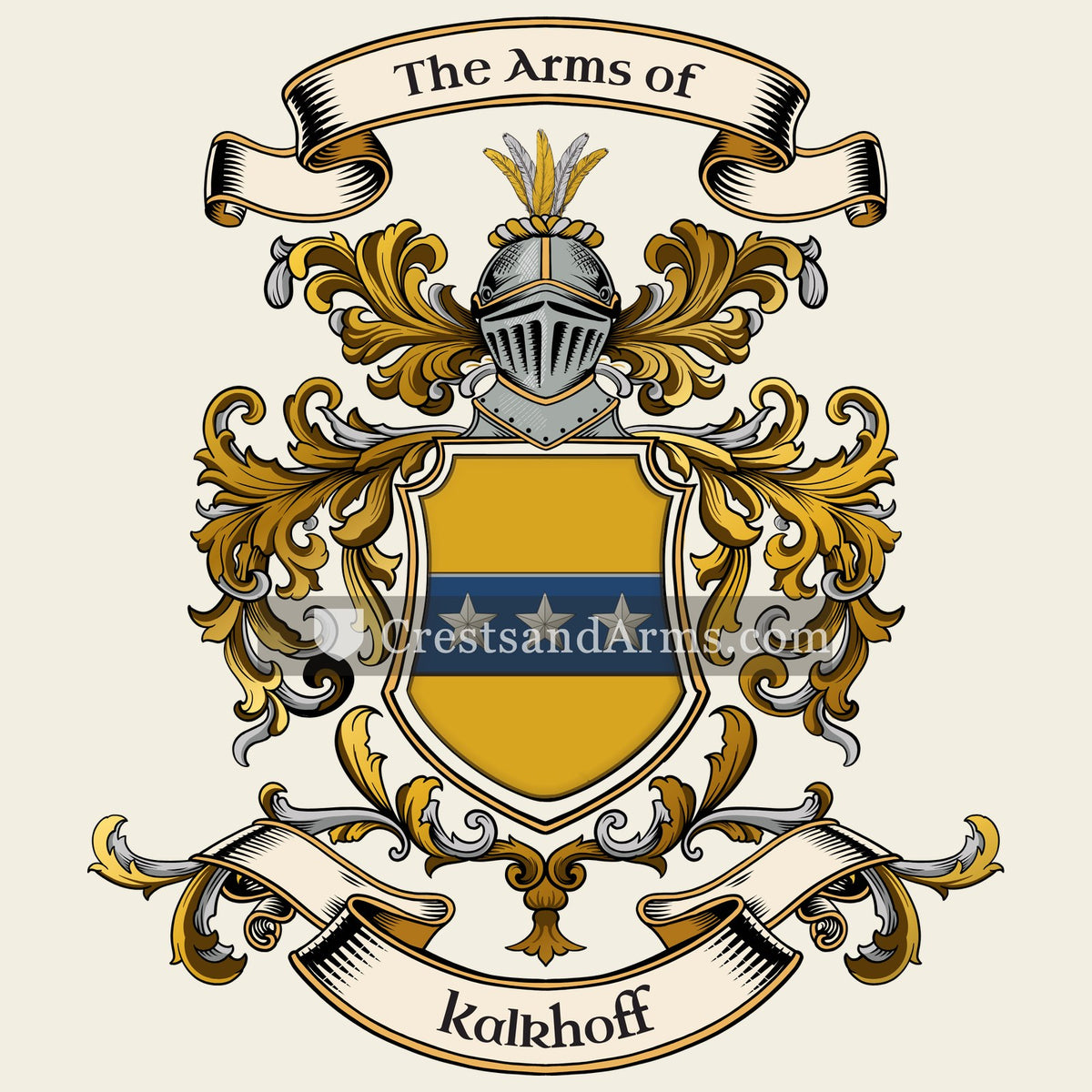 The Kalkhoff coat of arms, drawn from the recorded blazon