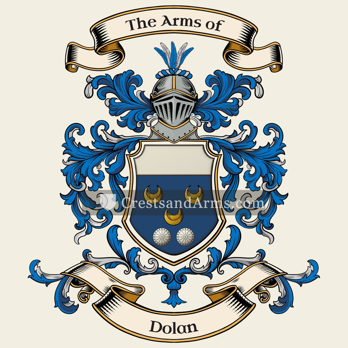 The Dolan coat of arms, drawn from the recorded blazon