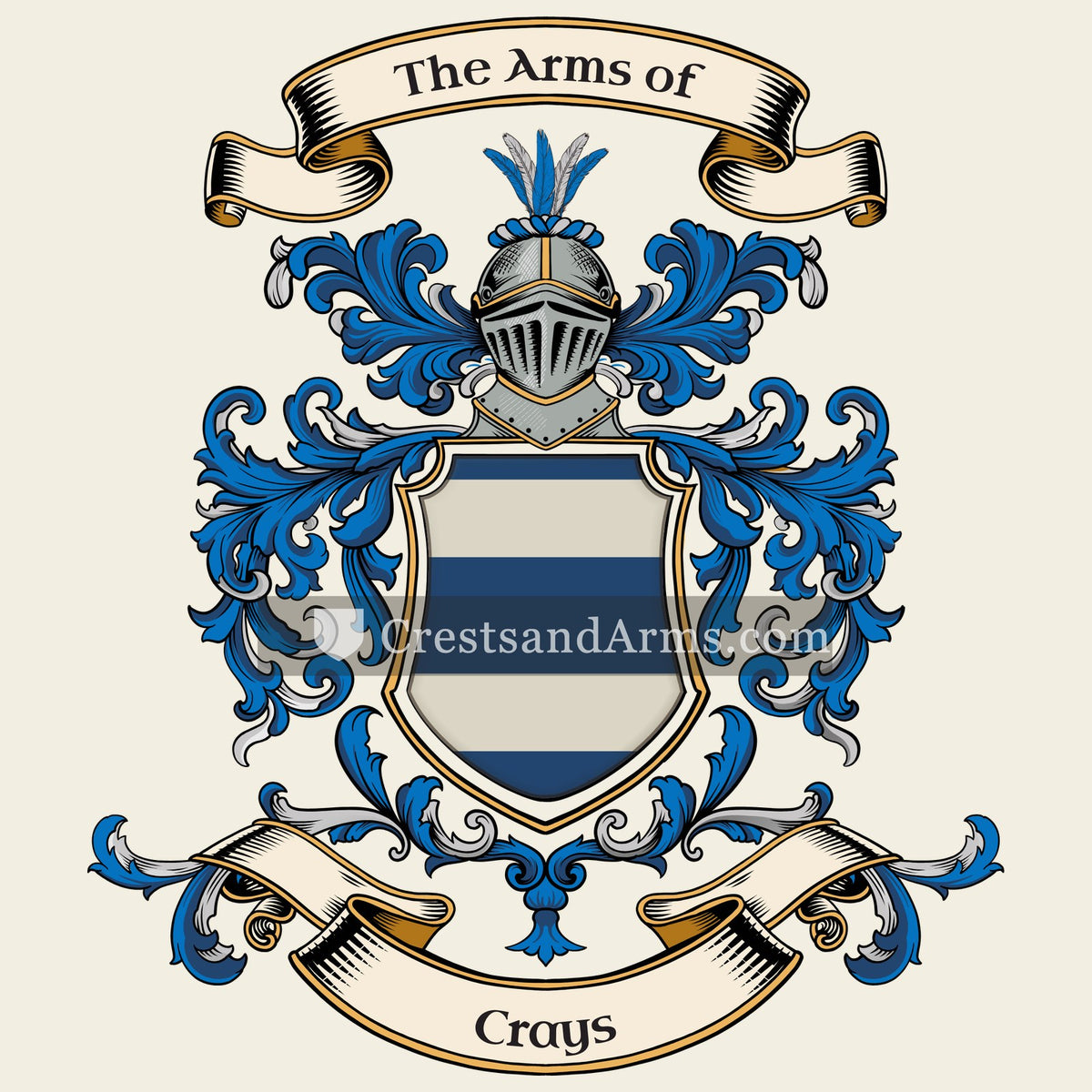 The Crays coat of arms, drawn from the recorded blazon