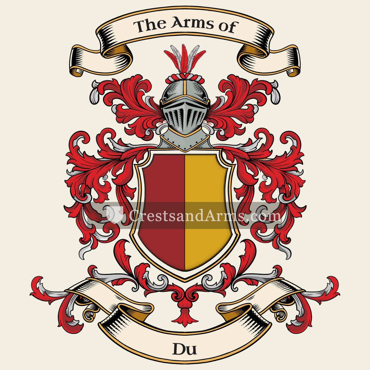 The Du coat of arms, drawn from the recorded blazon