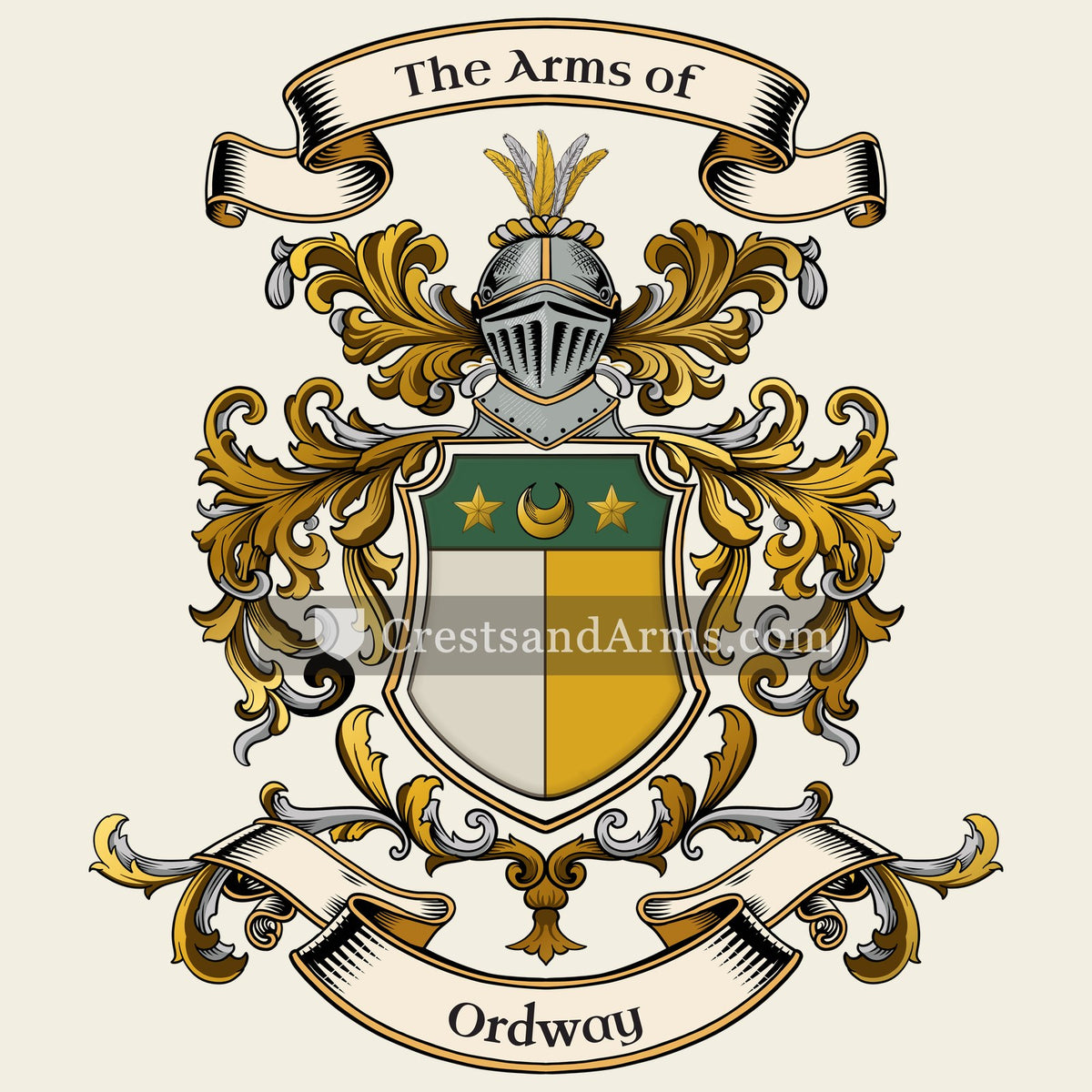 The Ordway coat of arms, drawn from the recorded blazon