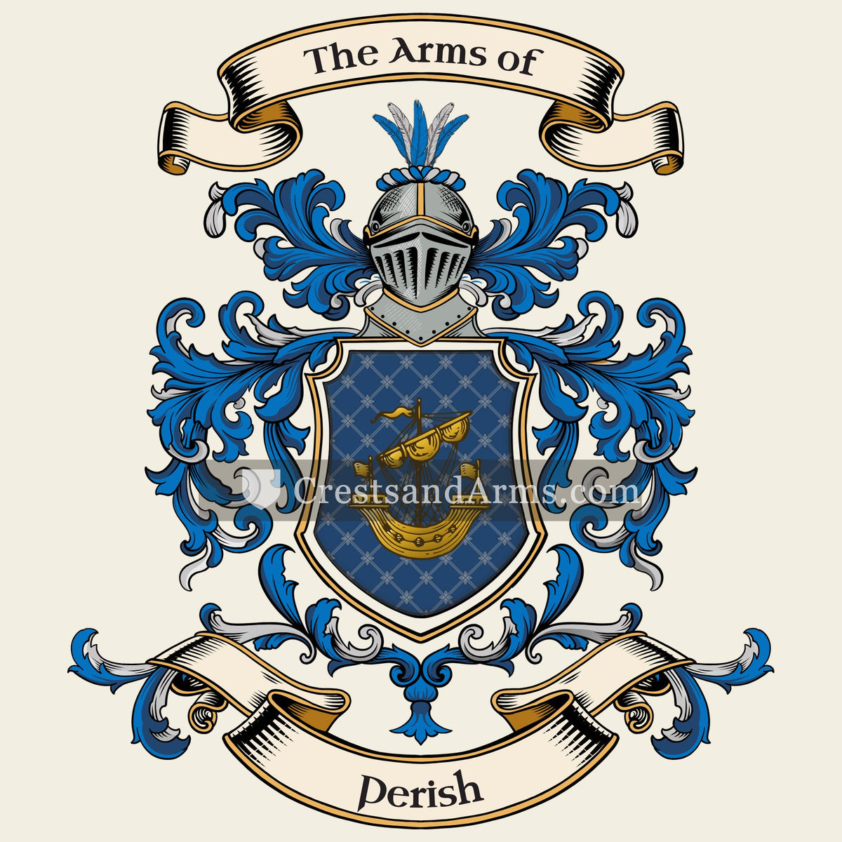 The Perish coat of arms, drawn from the recorded blazon