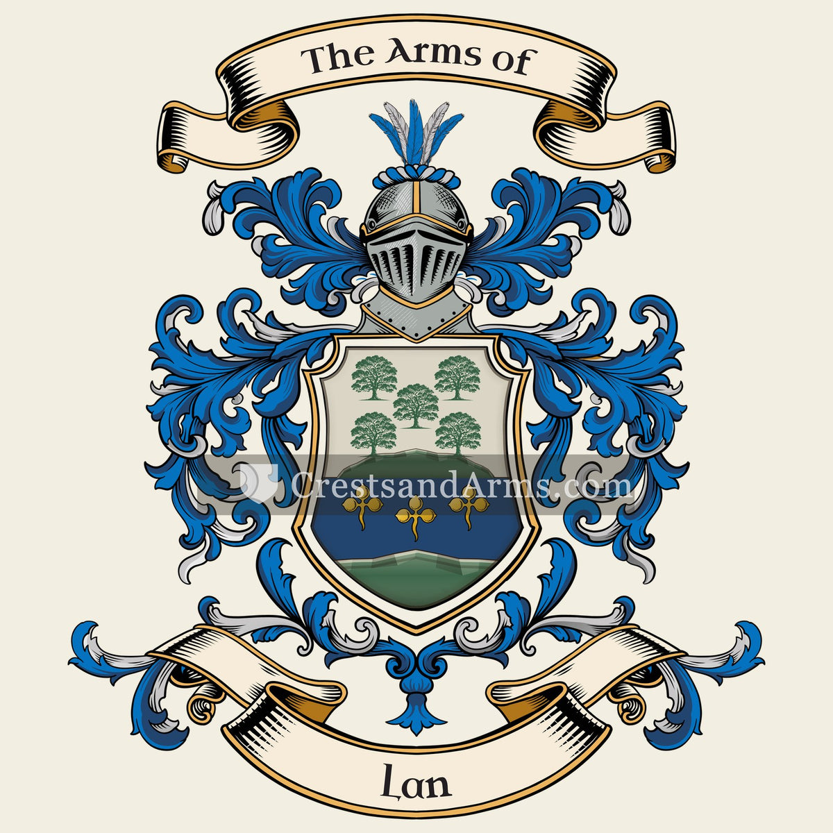 The Lan coat of arms, drawn from the recorded blazon