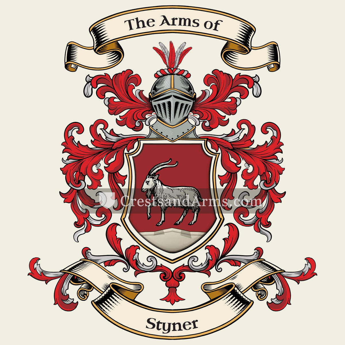 The Styner coat of arms, drawn from the recorded blazon