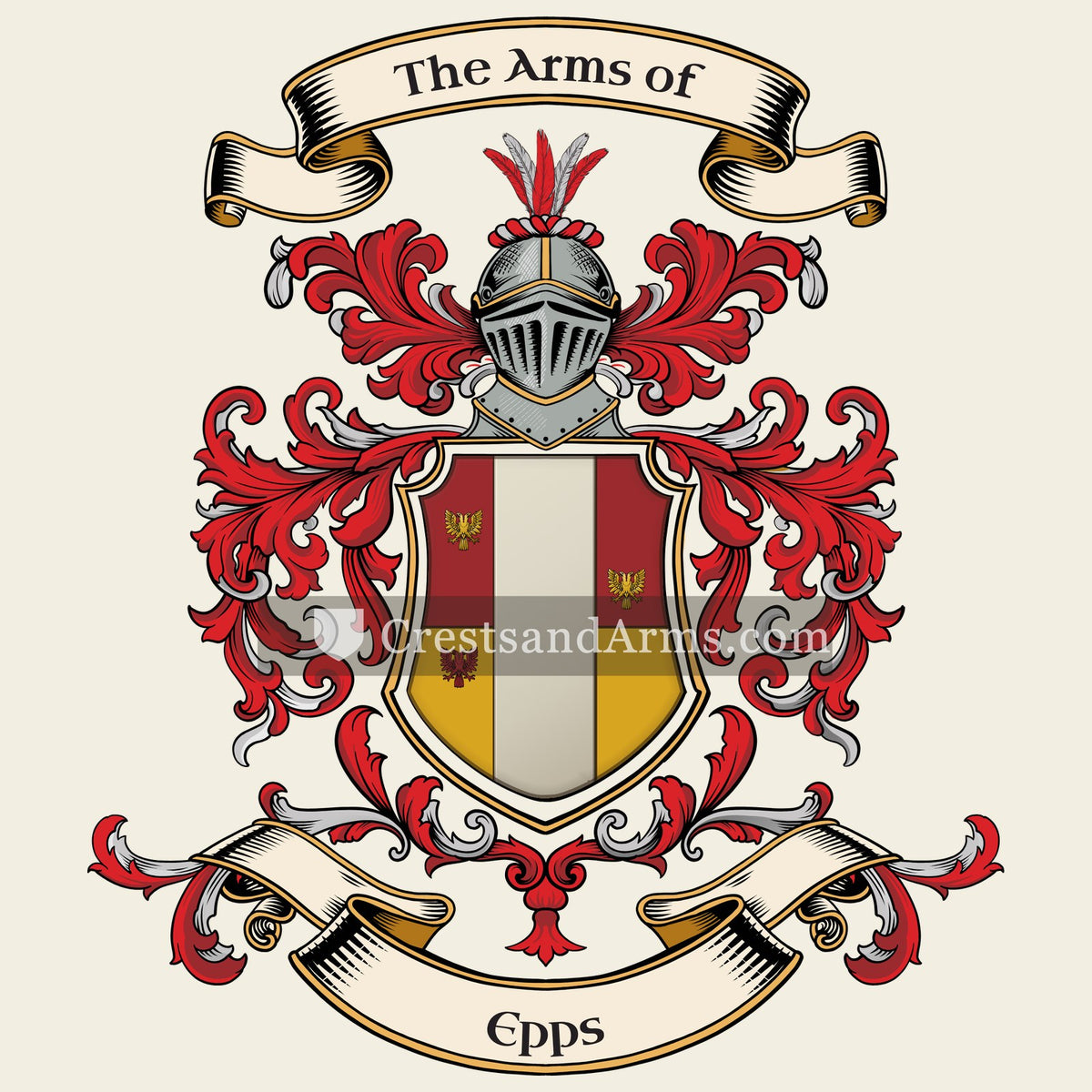 The Epps coat of arms, drawn from the recorded blazon