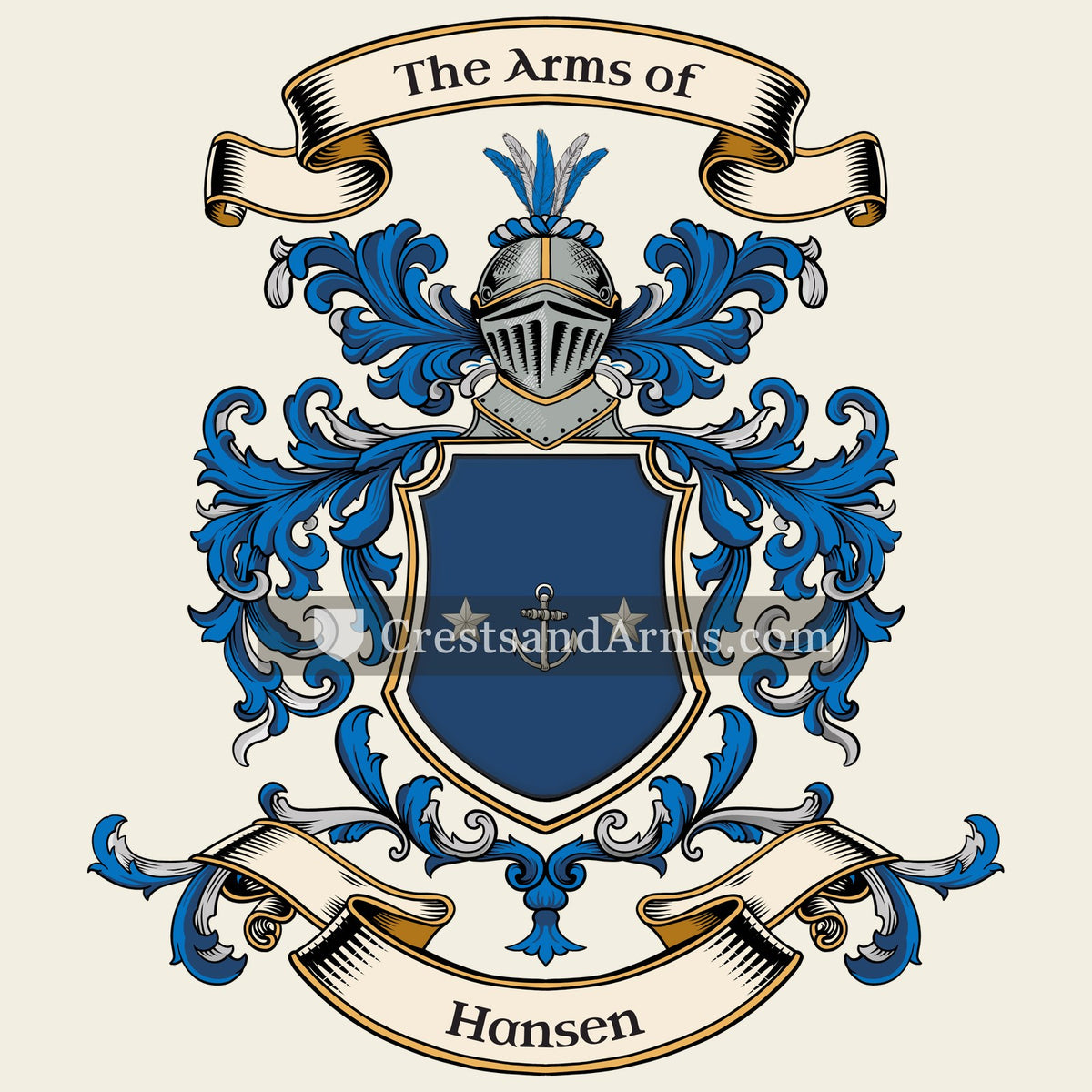 The Hansen coat of arms, drawn from the recorded blazon