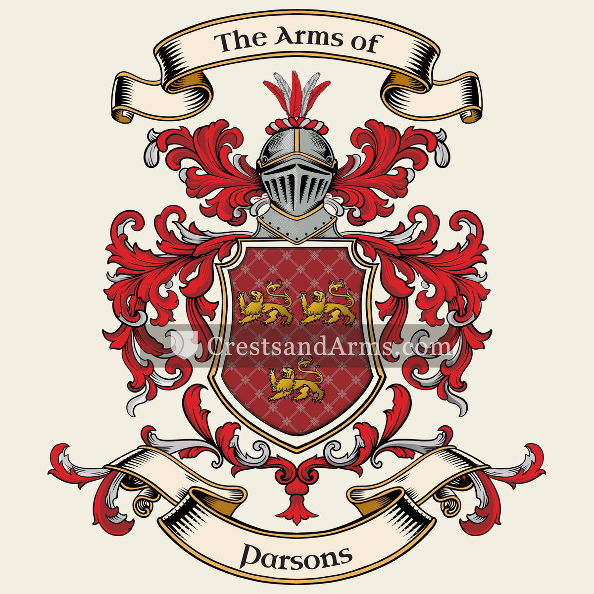 The Parsons coat of arms, drawn from the recorded blazon