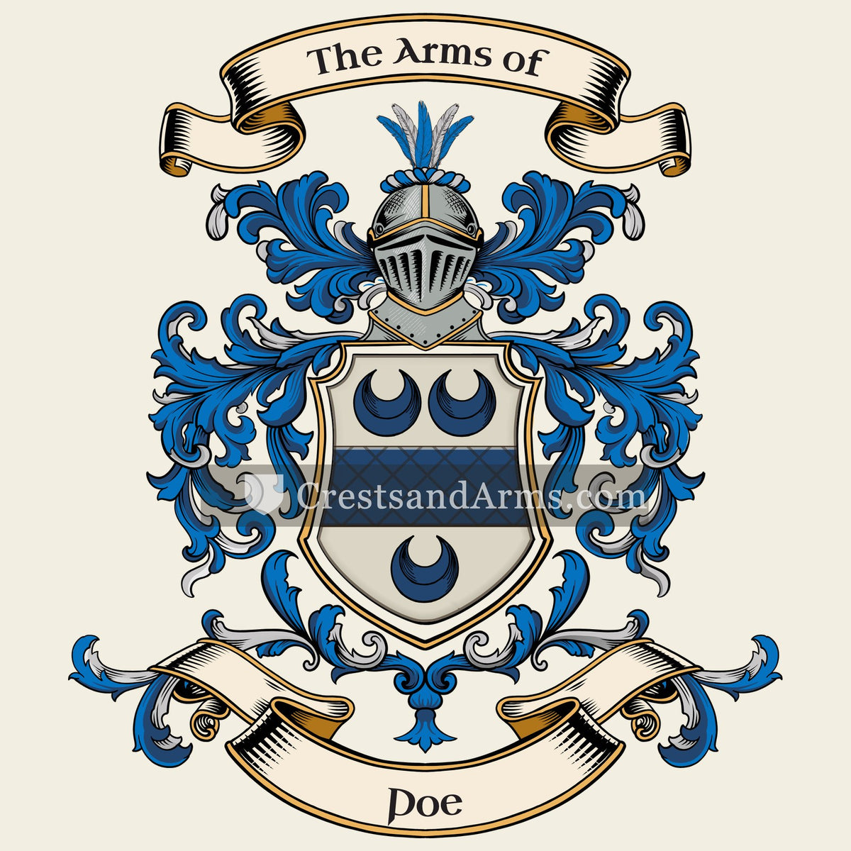 The Poe coat of arms, drawn from the recorded blazon