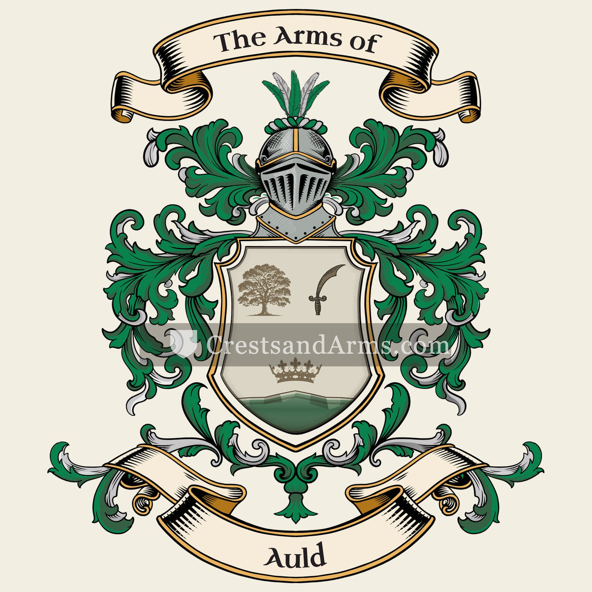 The Auld coat of arms, drawn from the recorded blazon
