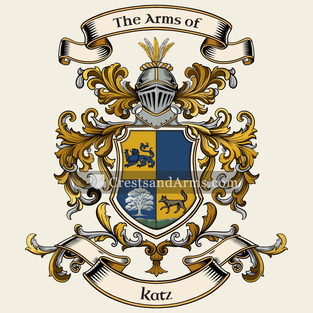The Katz coat of arms, drawn from the recorded blazon