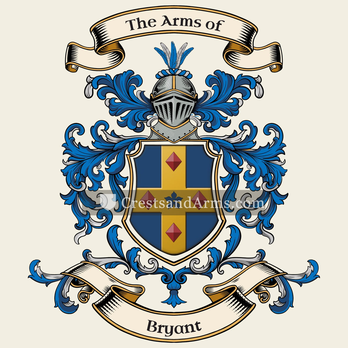The Bryant coat of arms, drawn from the recorded blazon