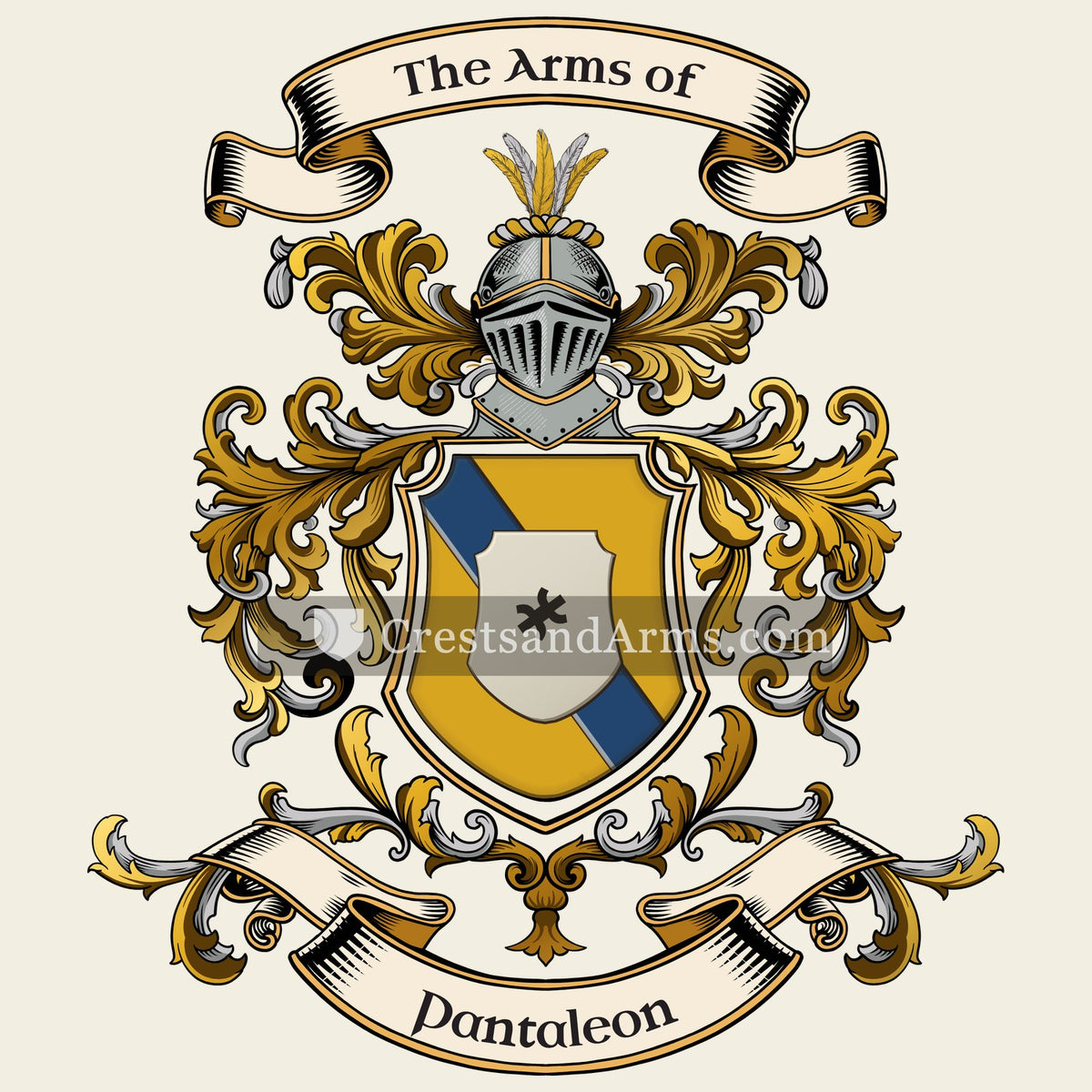 The Pantaleon coat of arms, drawn from the recorded blazon