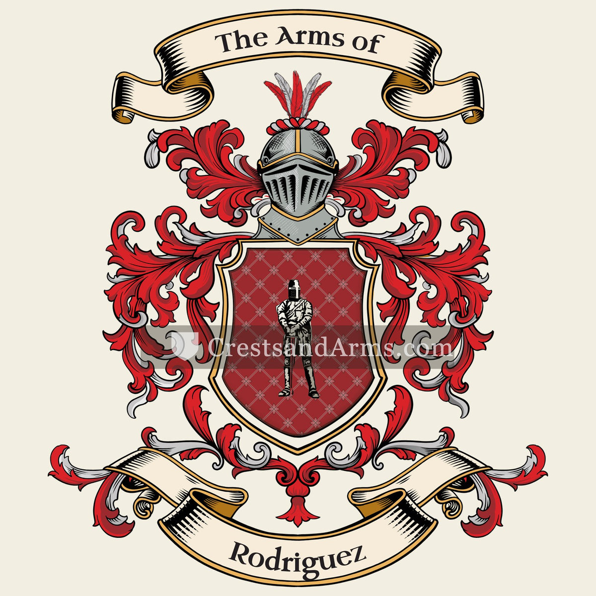 The Rodriguez coat of arms, drawn from the recorded blazon