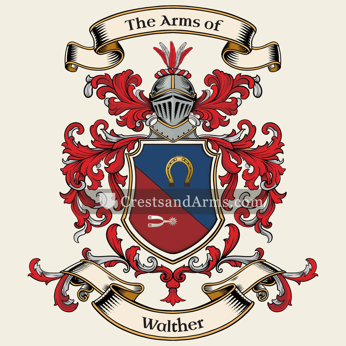 The Walther coat of arms, drawn from the recorded blazon