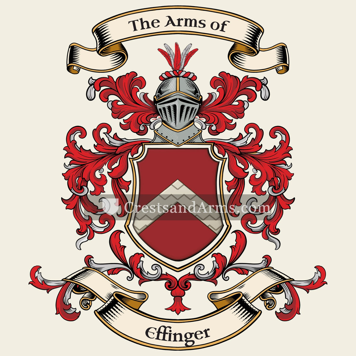 The Effinger coat of arms, drawn from the recorded blazon