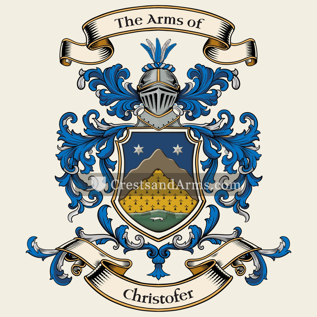 The Christofer coat of arms, drawn from the recorded blazon