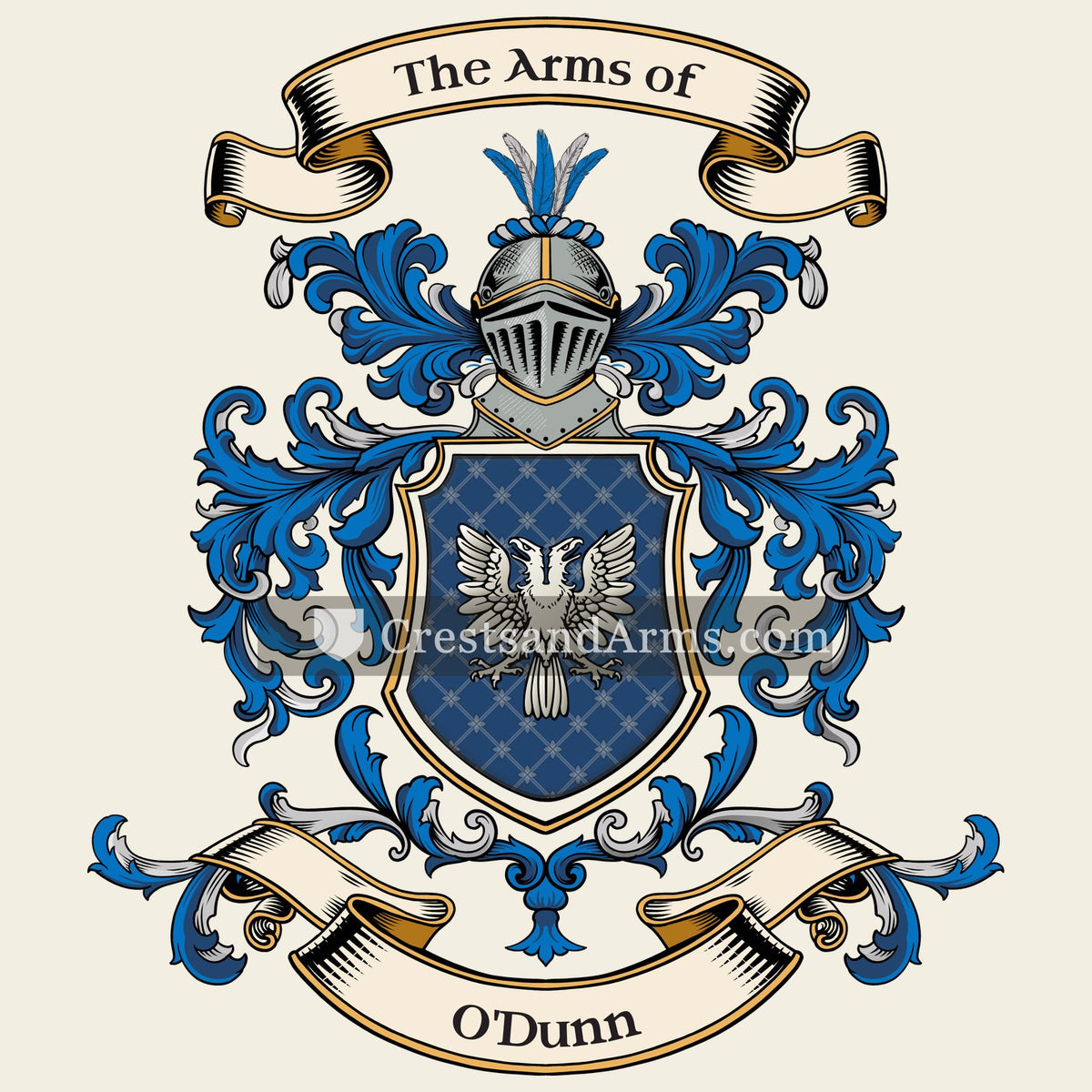 The O'Dunn coat of arms, drawn from the recorded blazon