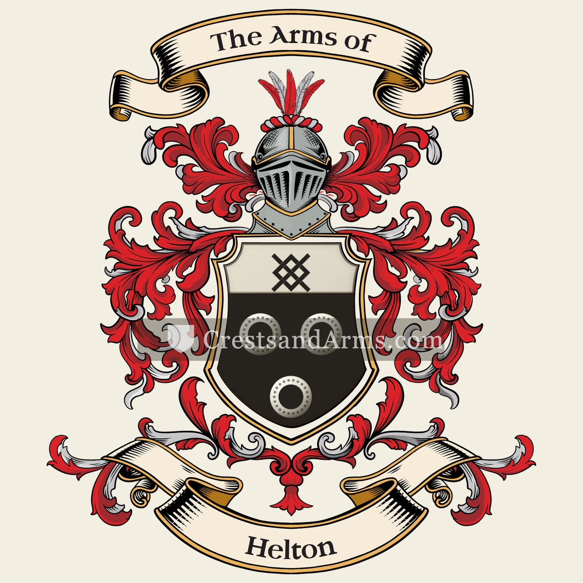 The Helton coat of arms, drawn from the recorded blazon