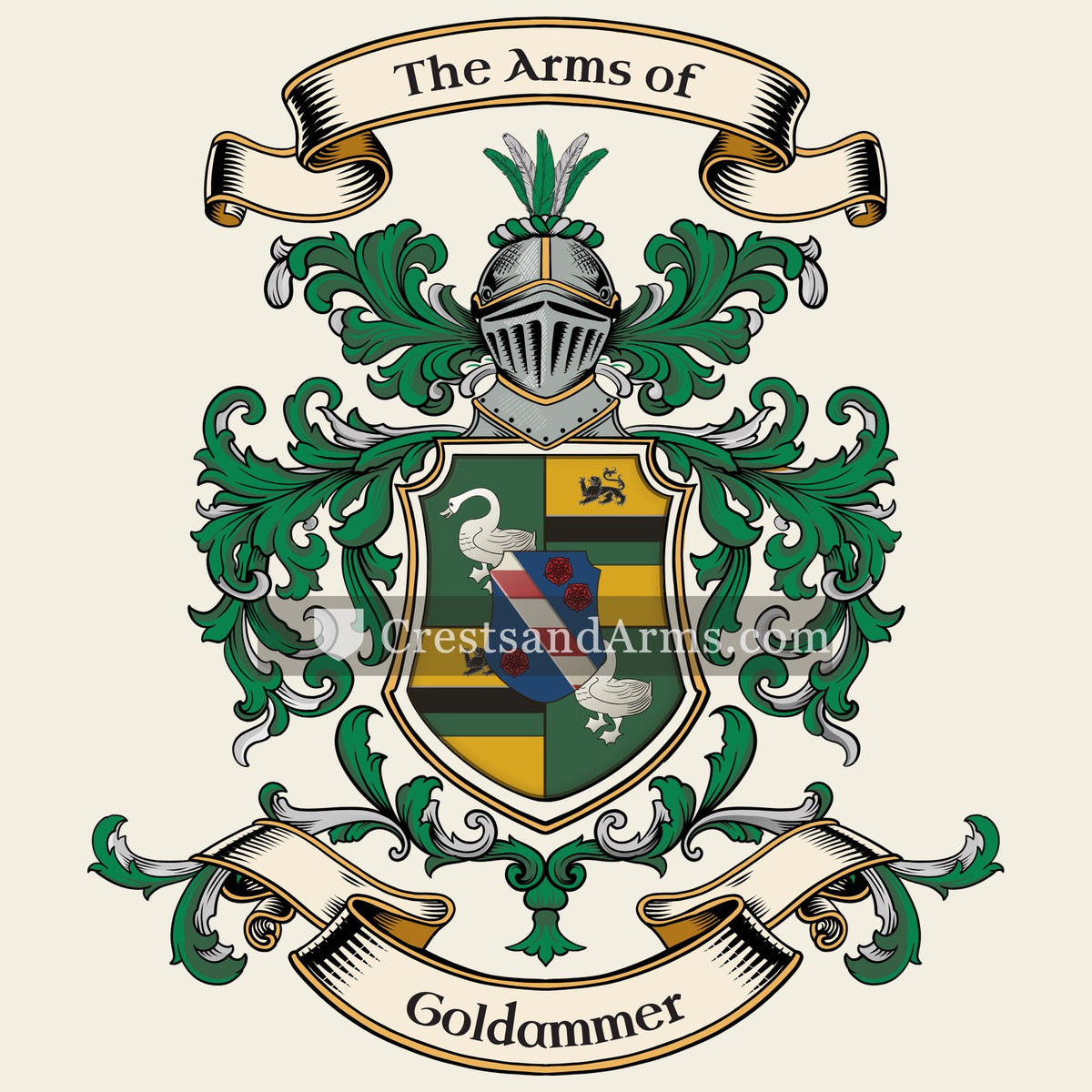 The Goldammer coat of arms, drawn from the recorded blazon