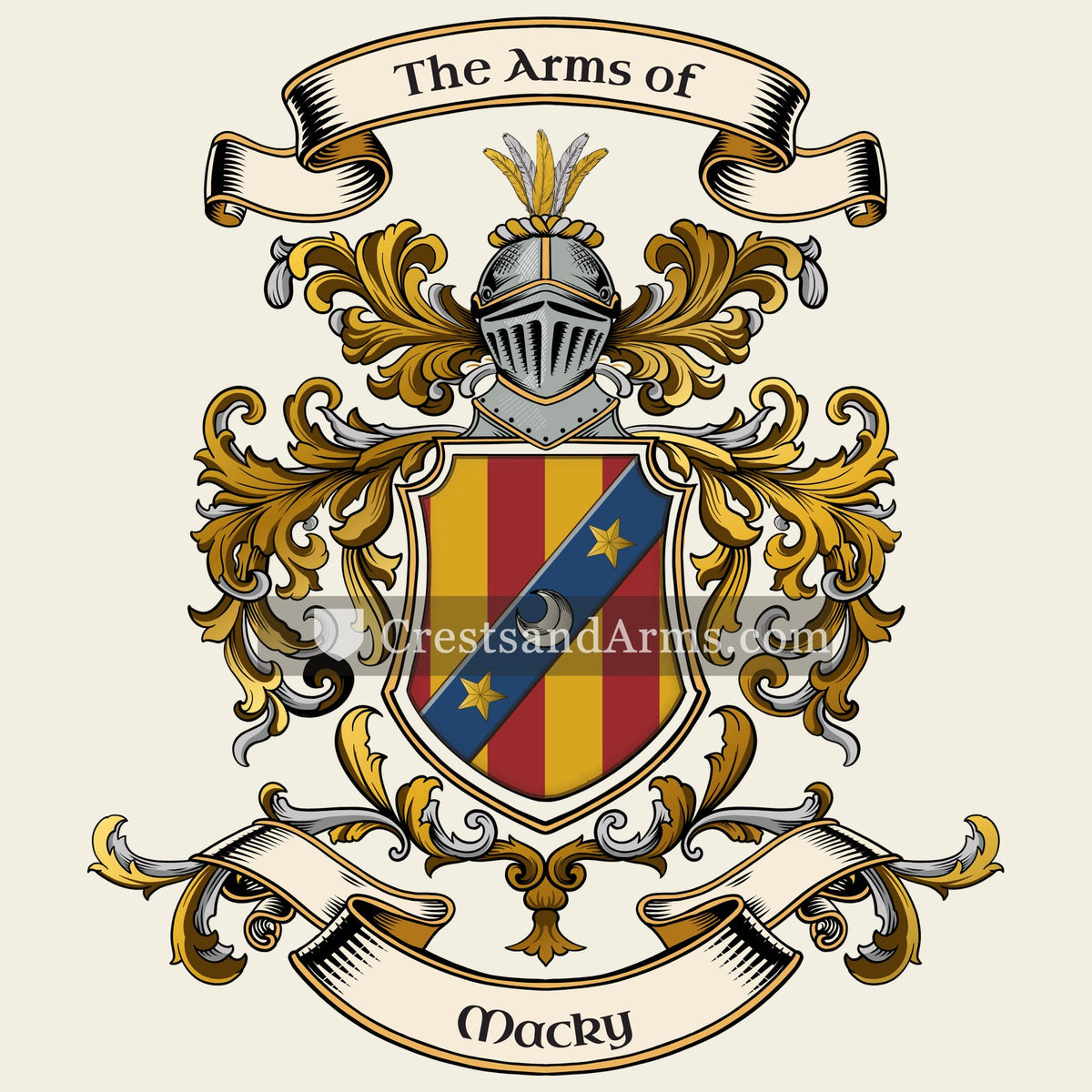 The Macky coat of arms, drawn from the recorded blazon