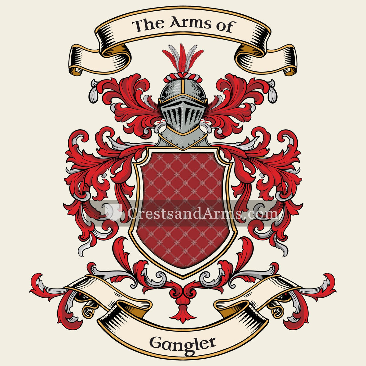 The Gangler coat of arms, drawn from the recorded blazon