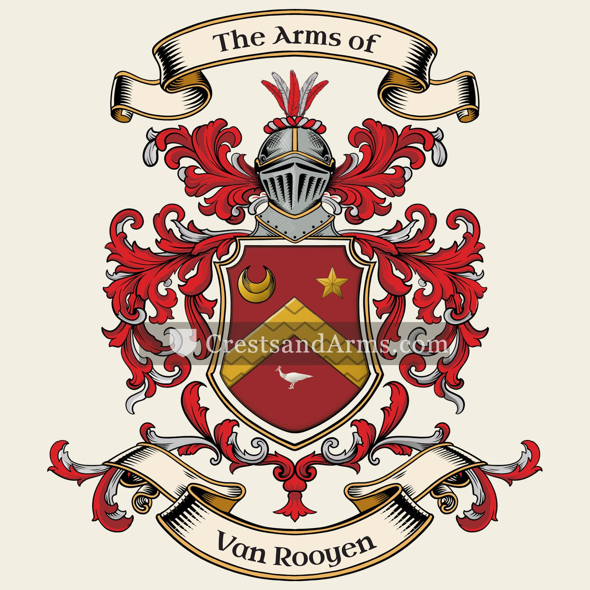 The Van Rooyen coat of arms, drawn from the recorded blazon