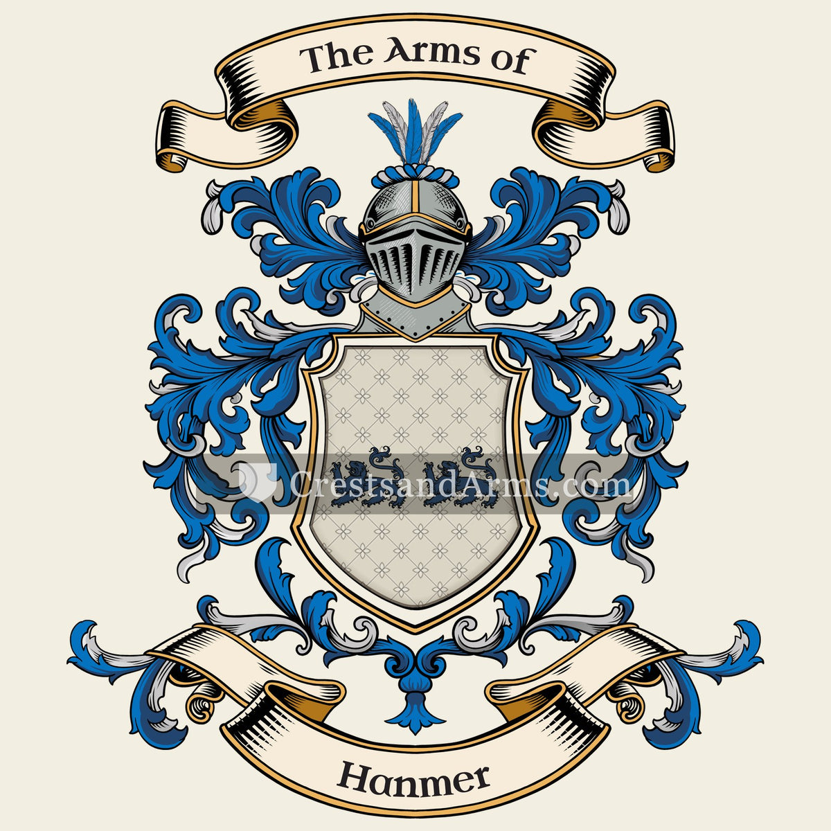 The Hanmer coat of arms, drawn from the recorded blazon