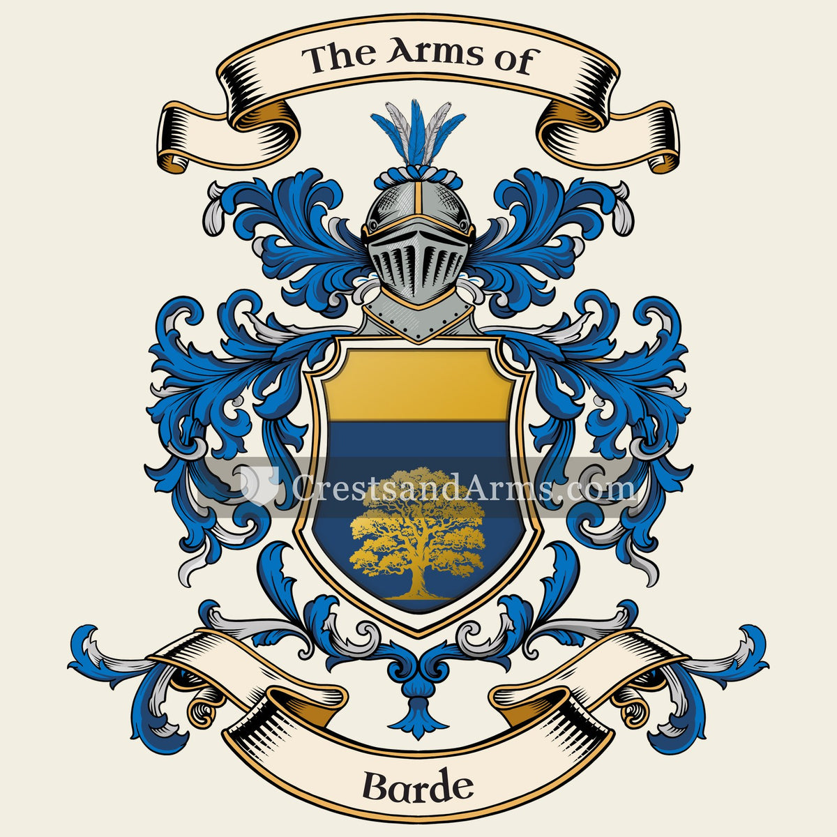 The Barde coat of arms, drawn from the recorded blazon