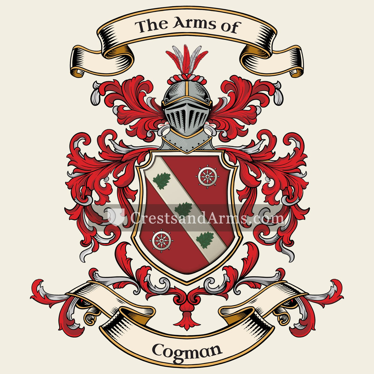 The Cogman coat of arms, drawn from the recorded blazon