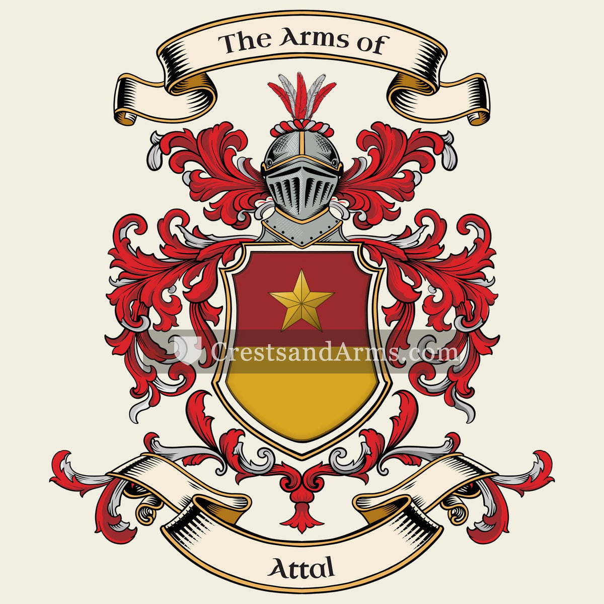 The Attal coat of arms, drawn from the recorded blazon