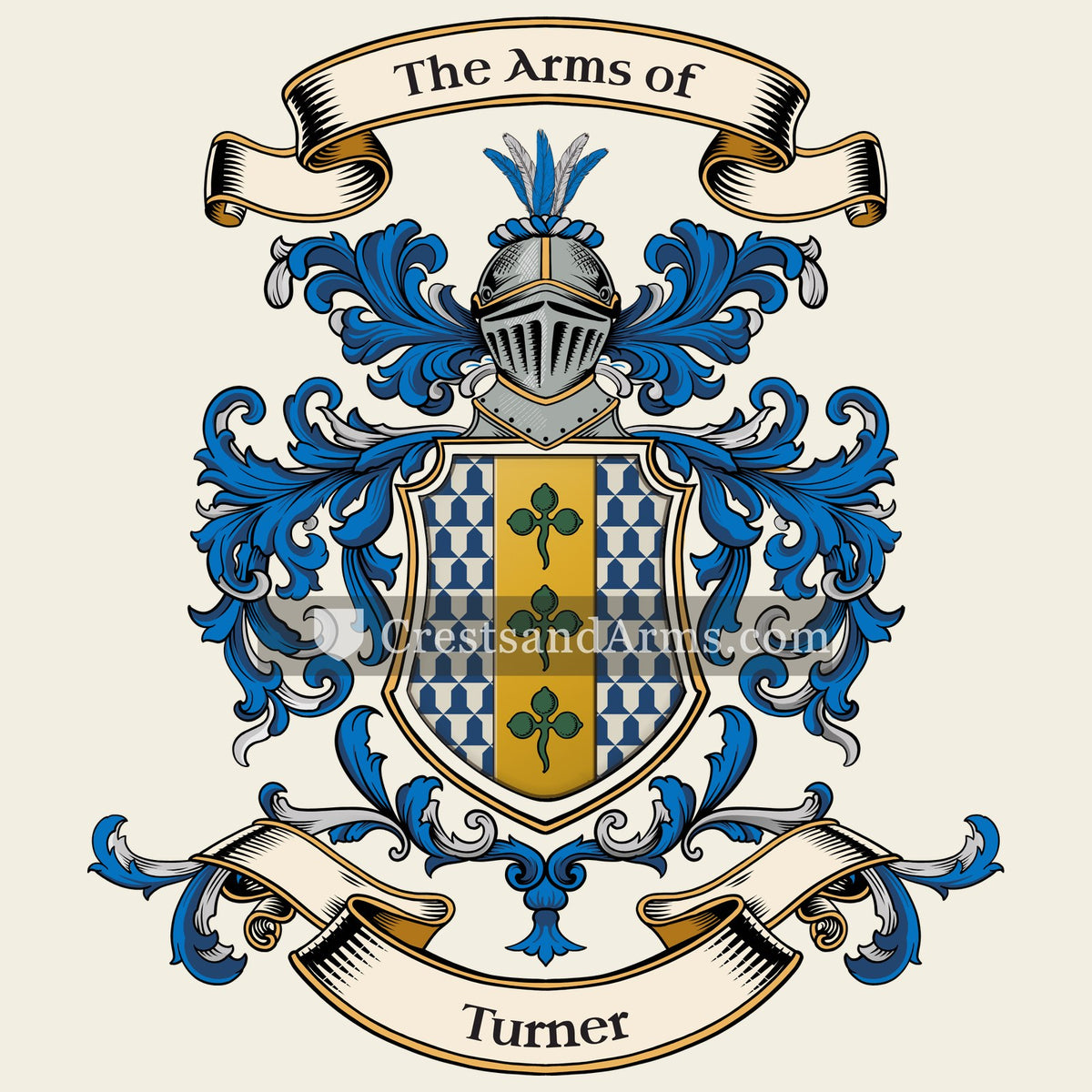 The Turner coat of arms, drawn from the recorded blazon