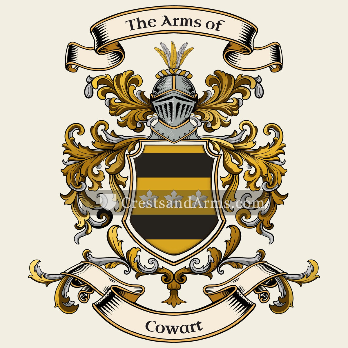 The Cowart coat of arms, drawn from the recorded blazon