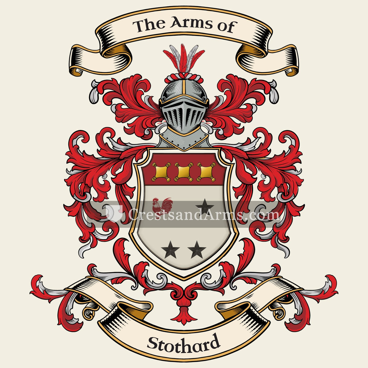 The Stothard coat of arms, drawn from the recorded blazon
