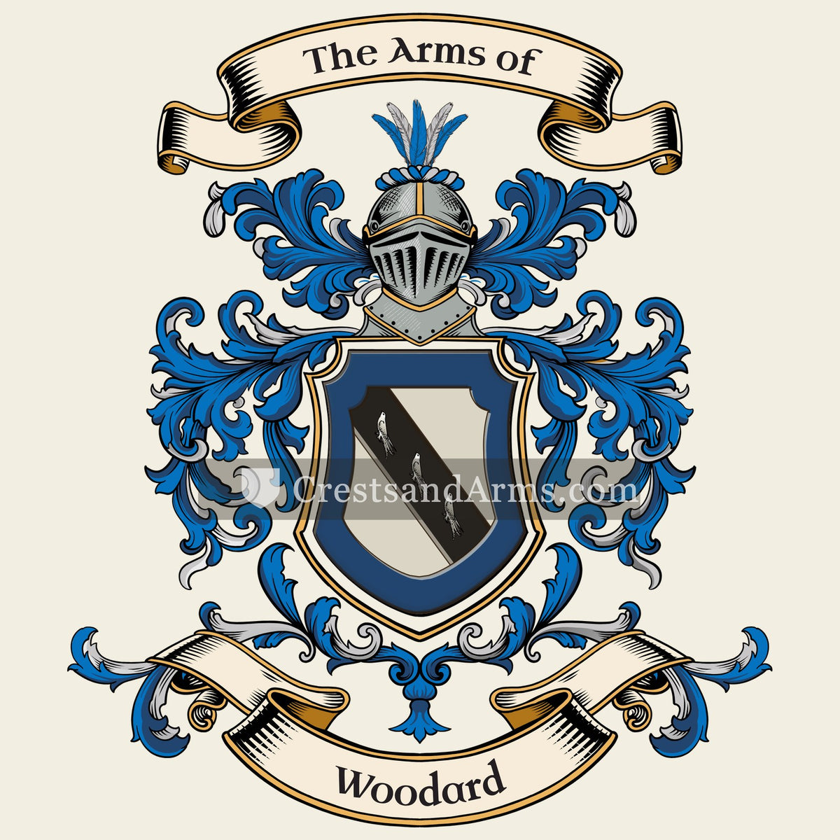 The Woodard coat of arms, drawn from the recorded blazon