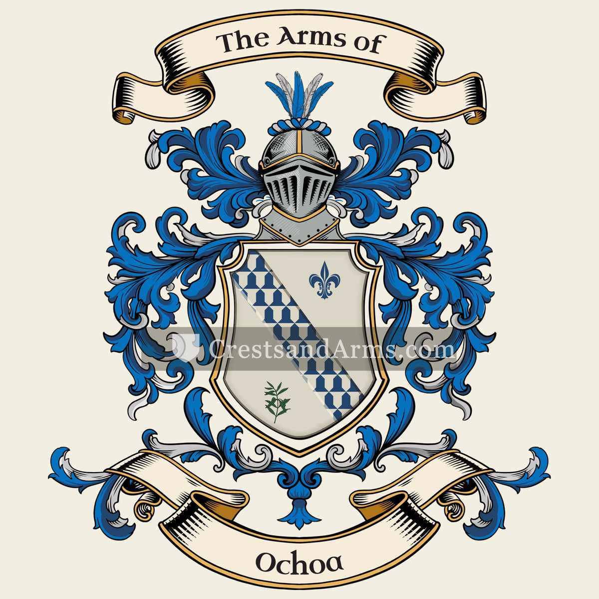 The Ochoa coat of arms, drawn from the recorded blazon