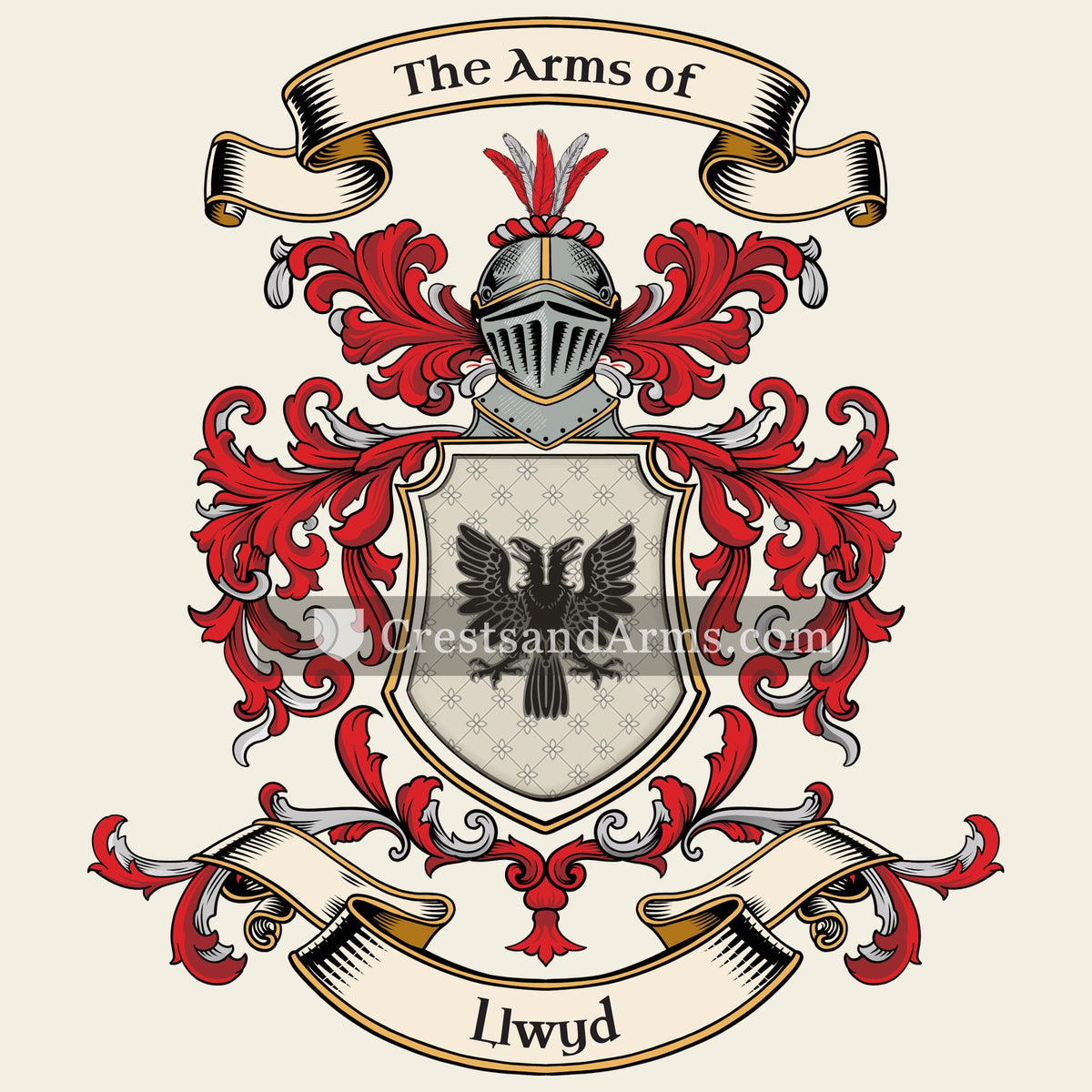 The Llwyd coat of arms, drawn from the recorded blazon